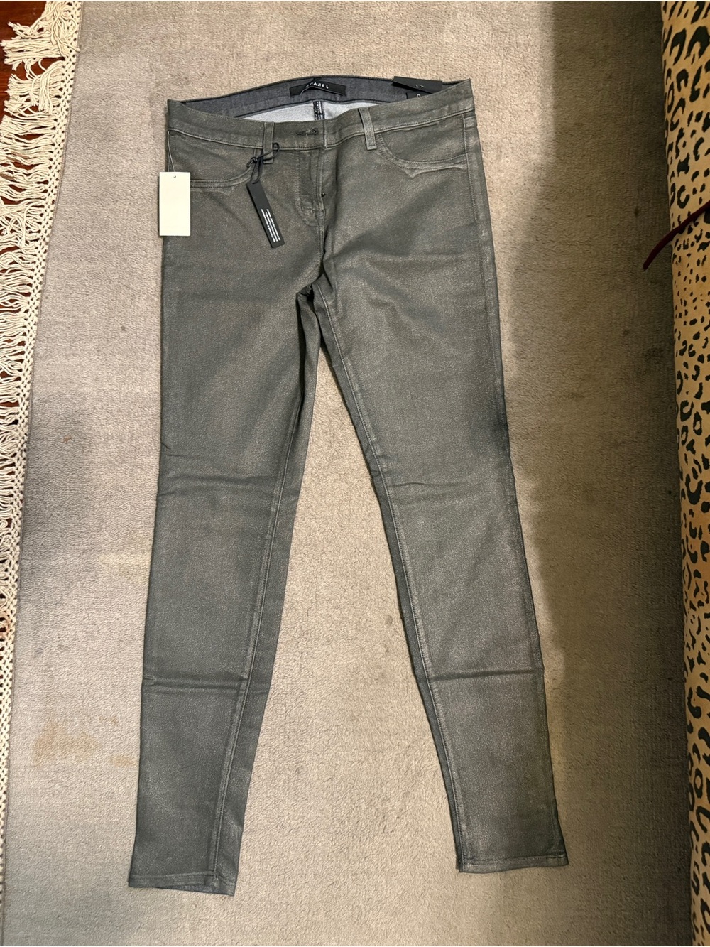 J Brand Super Skinny Gray Silver Coated Jeans Size 30 NWT